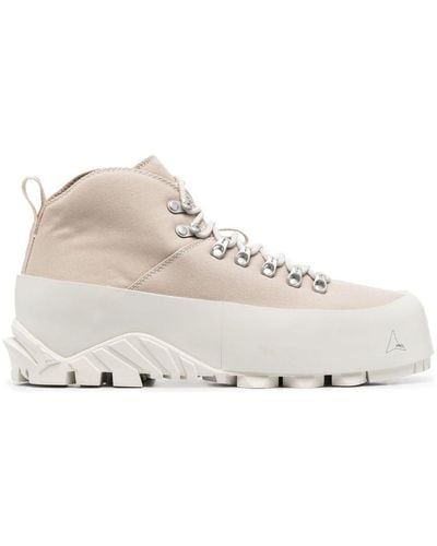 Roa Oversize-sole Canvas Boots - Natural