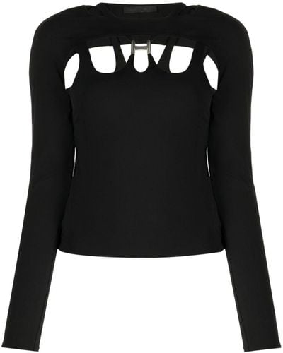 HELIOT EMIL Cut-out long-sleeve top - Nero