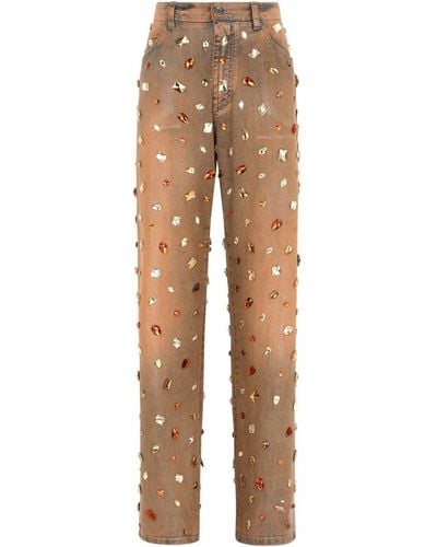 Dolce & Gabbana Jean droit à ornements strassés - Multicolore