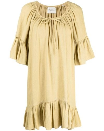 Isabel Marant Loane Flared Silk Dress - Yellow