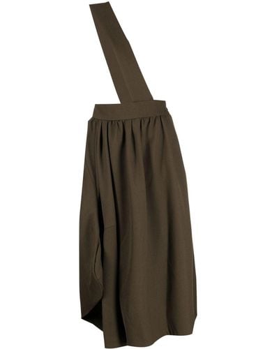 Comme des Garçons Dungarees-style Asymmetric Midi Dress - Brown