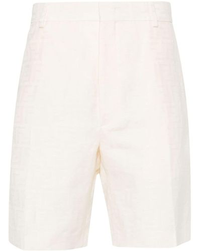 Fendi Bermuda pantaloni corti in cotone e lino ff - Neutro