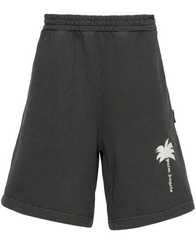 Palm Angels Pantalones cortos de chándal con estampado Palm Tree - Gris