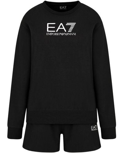 EA7 Joggingshorts mit Logo-Print - Schwarz