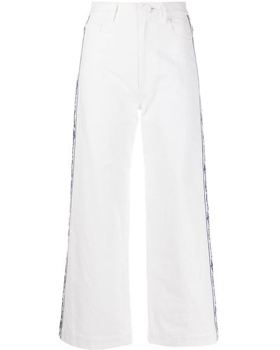 Adam Lippes Cropped-Jeans mit Blumenborten - Weiß