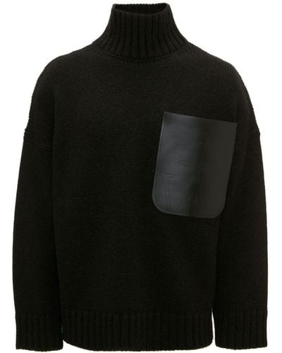 JW Anderson Leather Patch-pocket Sweater - Black