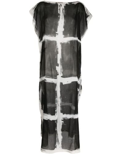 Faliero Sarti Cap-sleeve Cotton Long Dress - Black