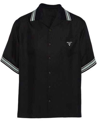 Prada Camisa con logo estampado - Negro