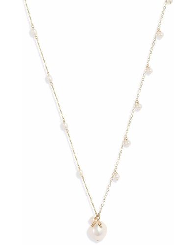 POPPY FINCH 14kt Yellow Gold Pearl Dangle Necklace - Metallic