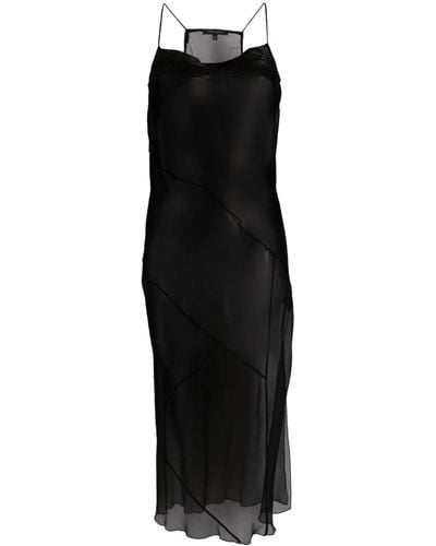 Patrizia Pepe Sheer Silk Slip Dress - Black
