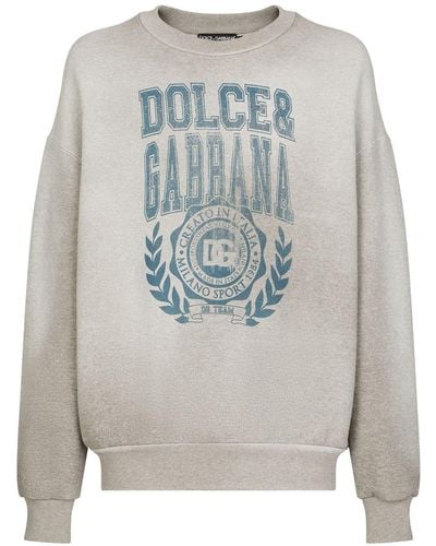Dolce & Gabbana Jersey con logo estampado y cuello redondo - Gris