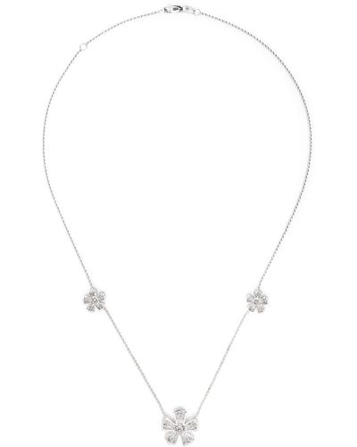 Monan 18kt White Gold Floral Diamond Necklace - Multicolour