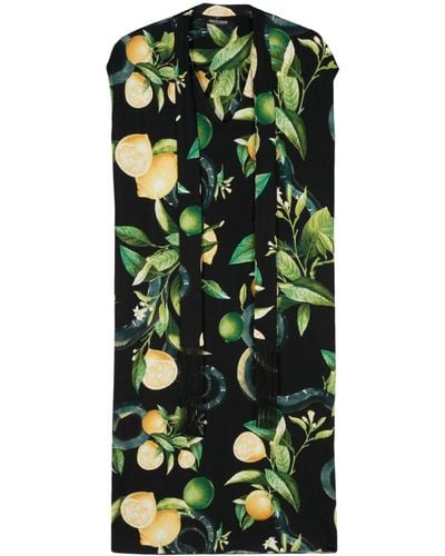 Roberto Cavalli Lemon-print Midi Dress - Green