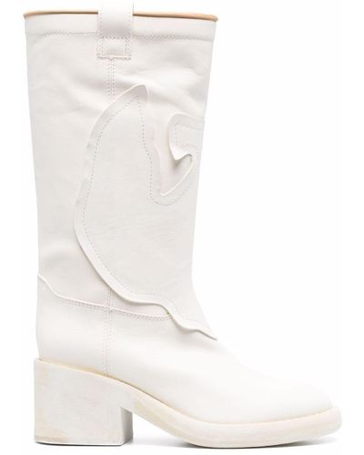 MM6 by Maison Martin Margiela Round-toe Calf-length Boots - White