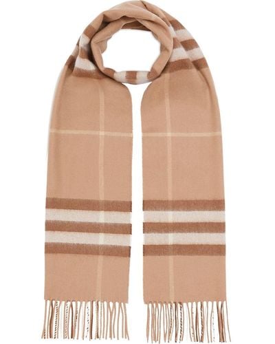 Burberry Giant Check Cashmere Scarf - Natural
