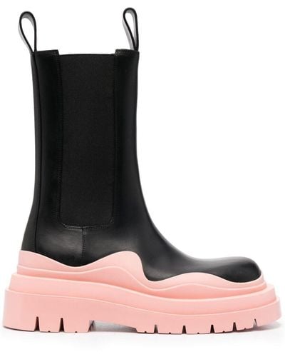 Bottega Veneta Black/pink Leather Tire Two-tone Boots