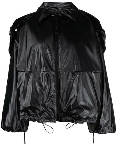 Emporio Armani Boxy Faux-leather Jacket - Black