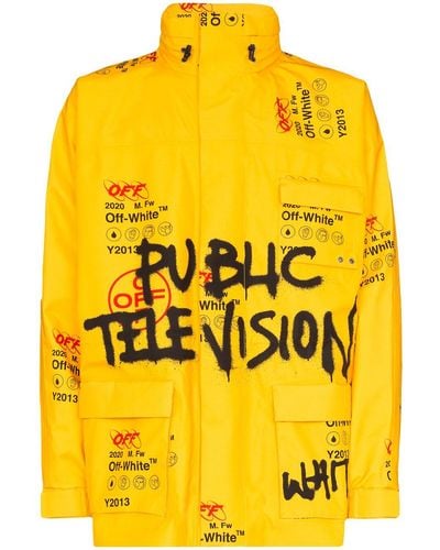 Off-White c/o Virgil Abloh Logo Print Gore-tex Jacket - Yellow