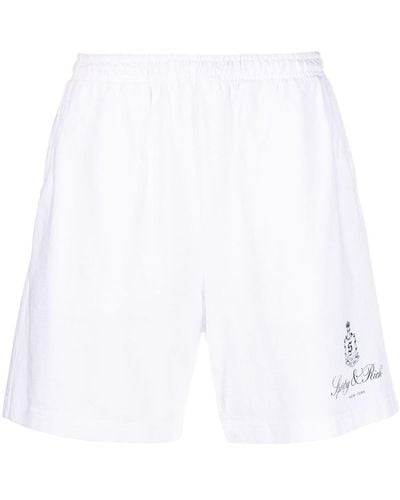 Sporty & Rich Pantalones cortos de deporte con logo estampado - Blanco