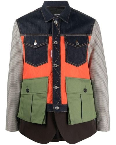 DSquared² Patchwork buttoned jacket - Negro