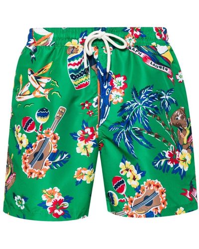 Polo Ralph Lauren Traveller Graphic-print Swim Shorts - Green