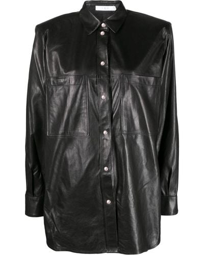 IRO Alegre Long-sleveed Leather Shirt - Black