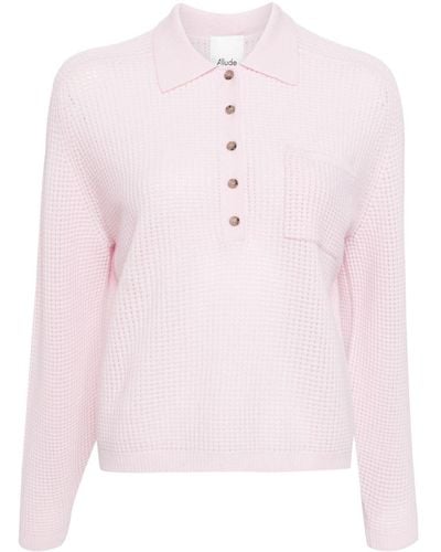 Allude Pullover mit Poloshirtkragen - Pink