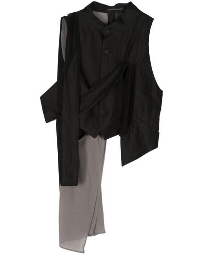 Yohji Yamamoto Layered Cotton Waistcoat - Black