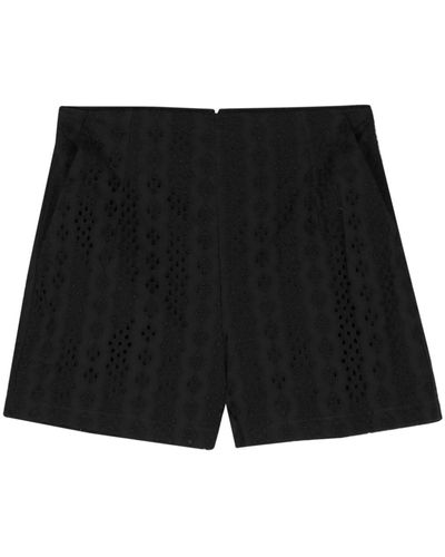 DKNY Short taille-haute à broderie anglaise - Noir