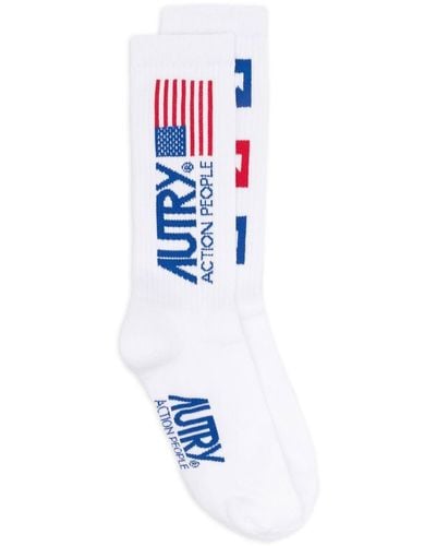 Autry Logo-print Knit Socks - White