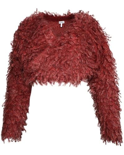 Loewe Mohair Cropped Cardigan - Red