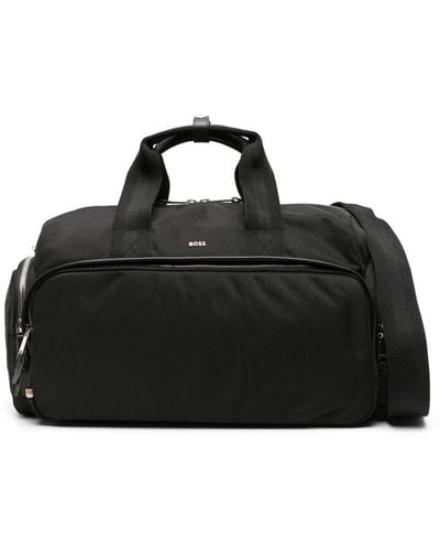 BOSS Reisetasche aus Canvas mit Logo - Schwarz