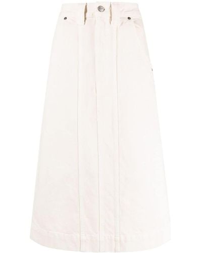 Khaite Pleat-detailing Midi Denim Skirt - White