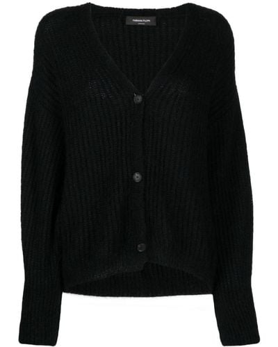 Fabiana Filippi V-neck Ribbed-knit Cardigan - Black