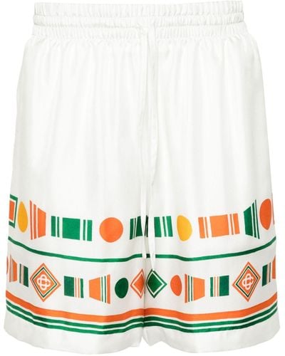 Casablancabrand Playful Eagle Silk Shorts - White