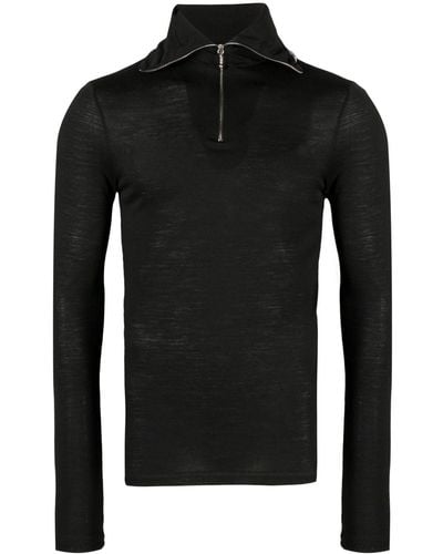 Jil Sander T-shirt zippé à logo imprimé - Noir