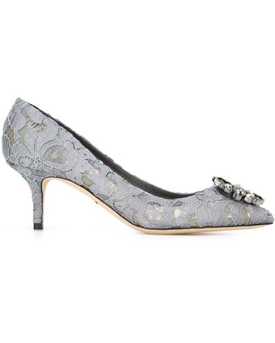 Dolce & Gabbana Taormina-lace Crystal-embellished Pumps - Grey
