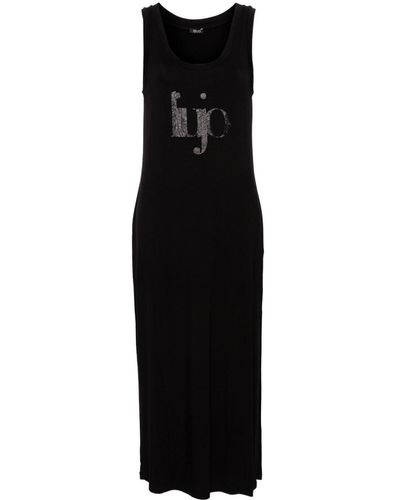 Liu Jo Glittery-logo Jersey Dress - Black