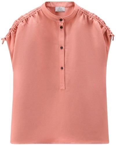 Woolrich Camisa fruncida sin mangas - Rosa