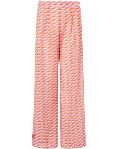 Jimmy Choo Laren Geometric-print Cotton Trousers - Pink