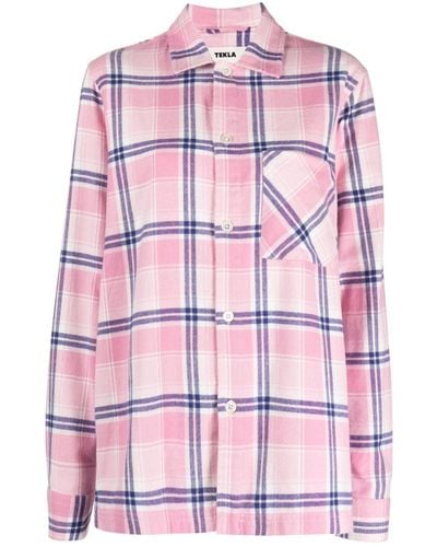 Tekla Camisa de pijama a cuadros - Rosa