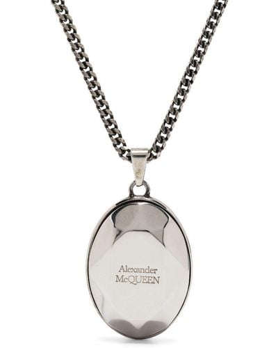 Alexander McQueen Logo-engraved Pendant Necklace - Metallic