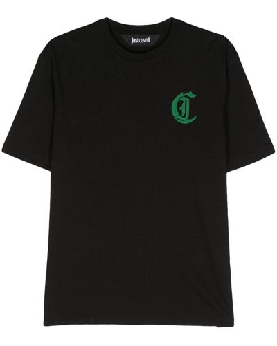 Just Cavalli T-shirt Met Geborduurd Logo - Zwart