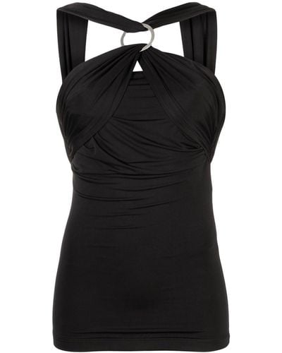 The Attico Ruched Halterneck Dress - Black
