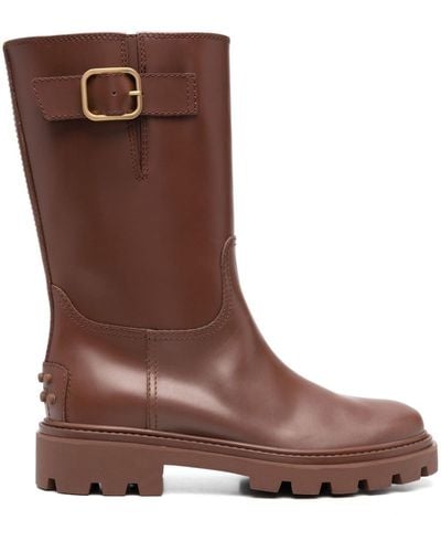 Tod's Buckle-detail Leather Boots - Brown