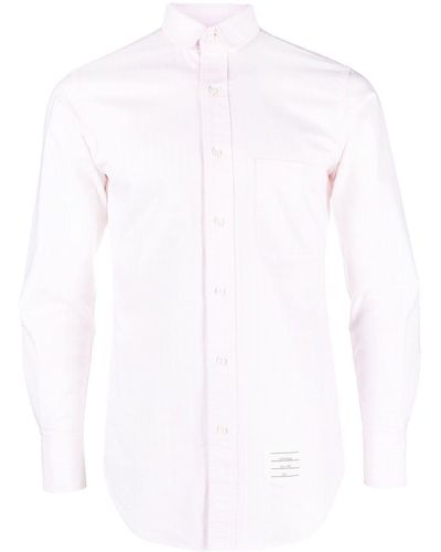 Thom Browne Chemise en coton à fines rayures - Blanc