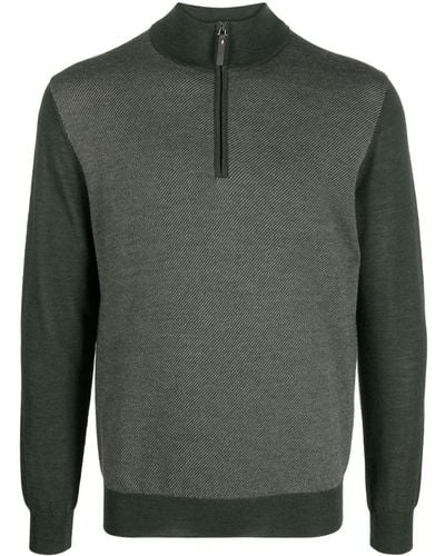 Canali Half-zip Wool Sweater - Green