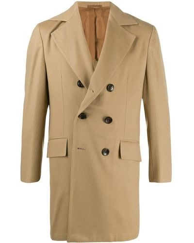 Kiton Boxy Fit Double Buttoned Coat - Natural