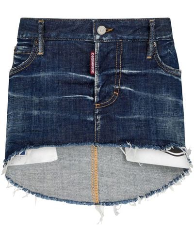 DSquared² Jupe en jean à étiquette logo - Bleu