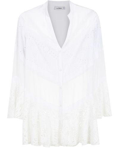 Amir Slama Robe-chemise à empiècements transparents - Blanc